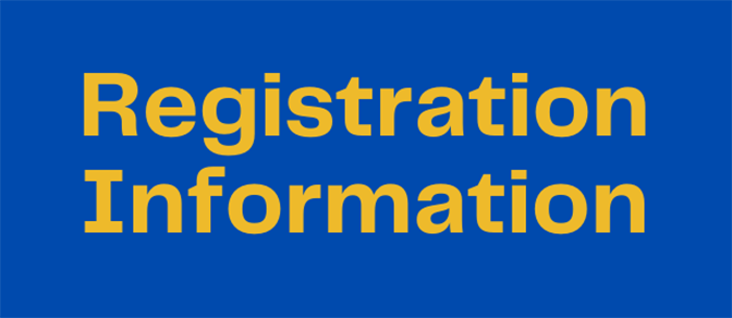 A blue background with gold letters that says Registration Information