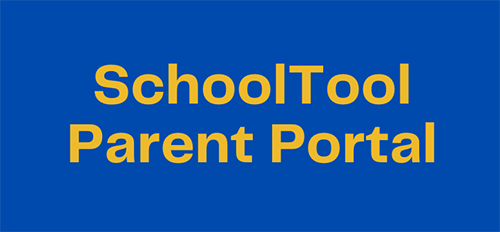 A blue background with gold letters that say SchoolTool Parent Portal